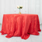 132" Red Accordion Crinkle Taffeta Seamless Round Tablecloth