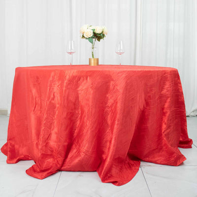 Elegant Design of the Red Accordion Crinkle Taffeta Tablecloth