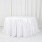 Accordion Crinkle Taffeta Round Seamless White Tablecloth 132 Inch