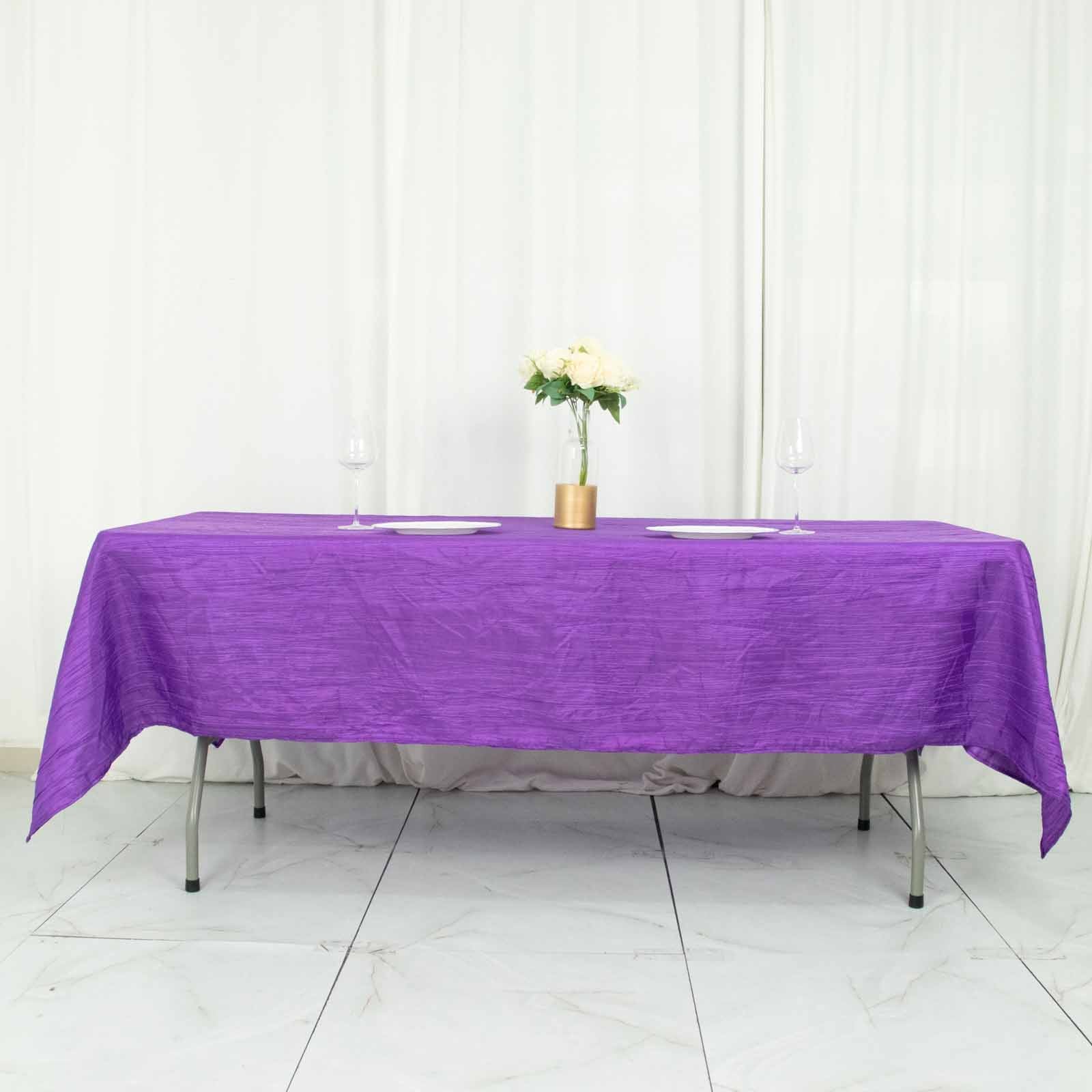60x102inch Purple Accordion Crinkle Taffeta Rectangle Tablecloth