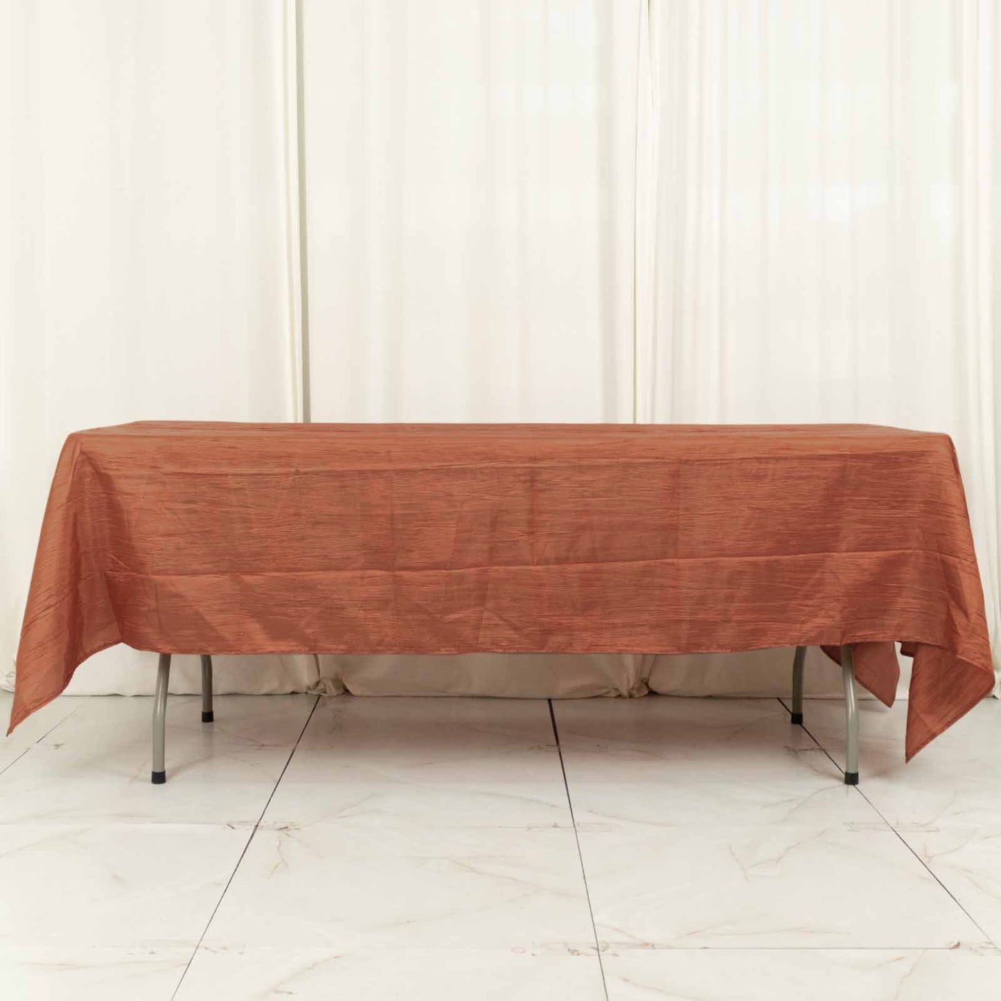 60x102inch Terracotta Accordion Crinkle Taffeta Rectangle Tablecloth