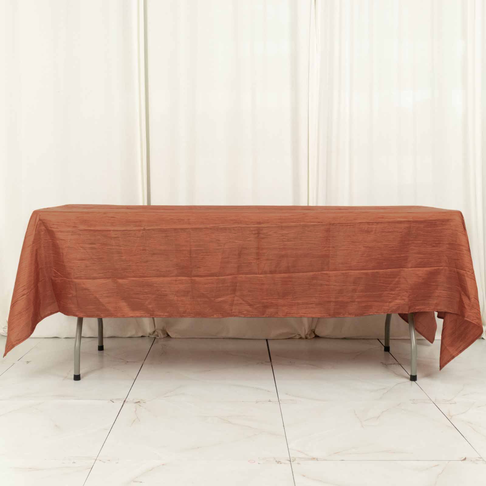60x102inch Terracotta Accordion Crinkle Taffeta Rectangle Tablecloth