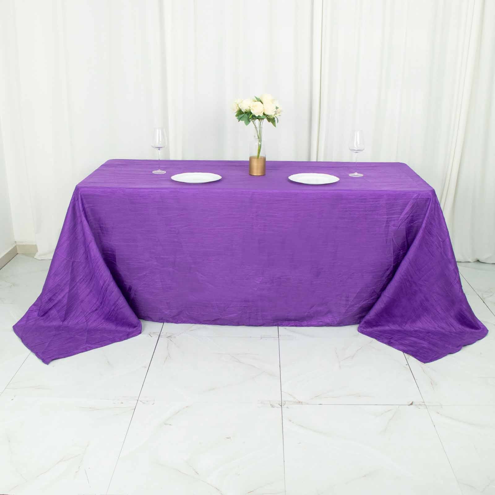90x132inch Purple Accordion Crinkle Taffeta Rectangular Tablecloth