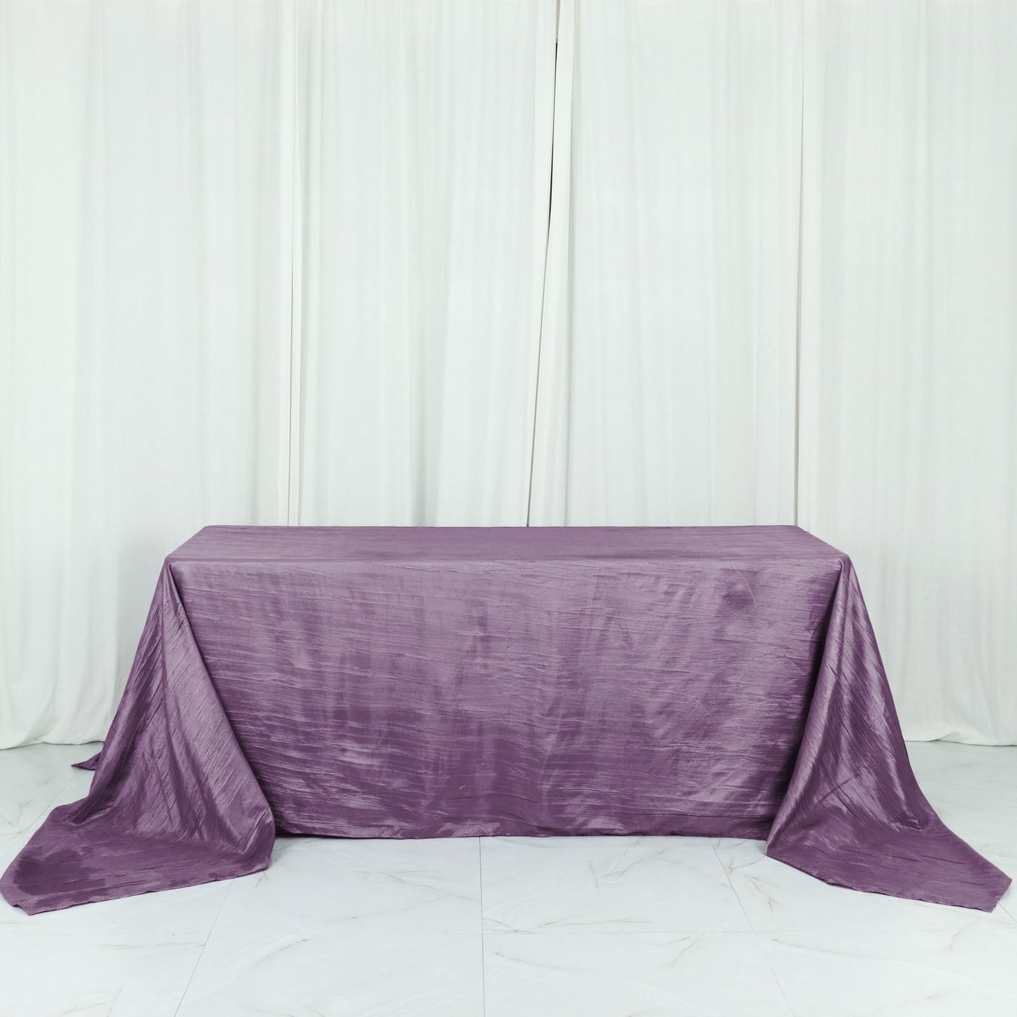90"x156" Violet Amethyst Accordion Crinkle Taffeta Seamless Rectangular Tablecloth