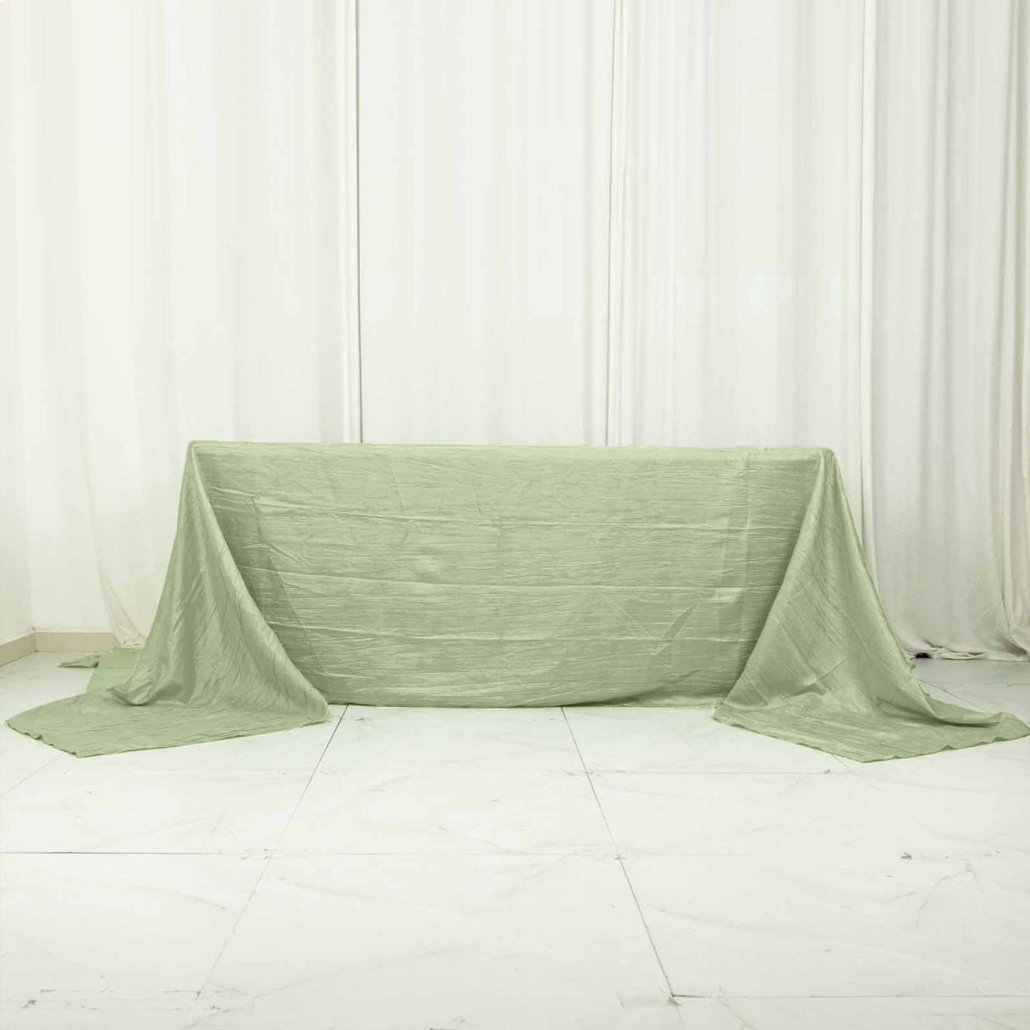 90x156inch Sage Green Accordion Crinkle Taffeta Rectangular Tablecloth