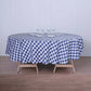 108" | White/Navy Blue Buffalo Plaid Round Tablecloth, Checkered Gingham Polyester Tablecloth