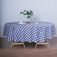 Polyester 108 Inch Round Buffalo Gingham Plaid Tablecloth White and Navy Blue