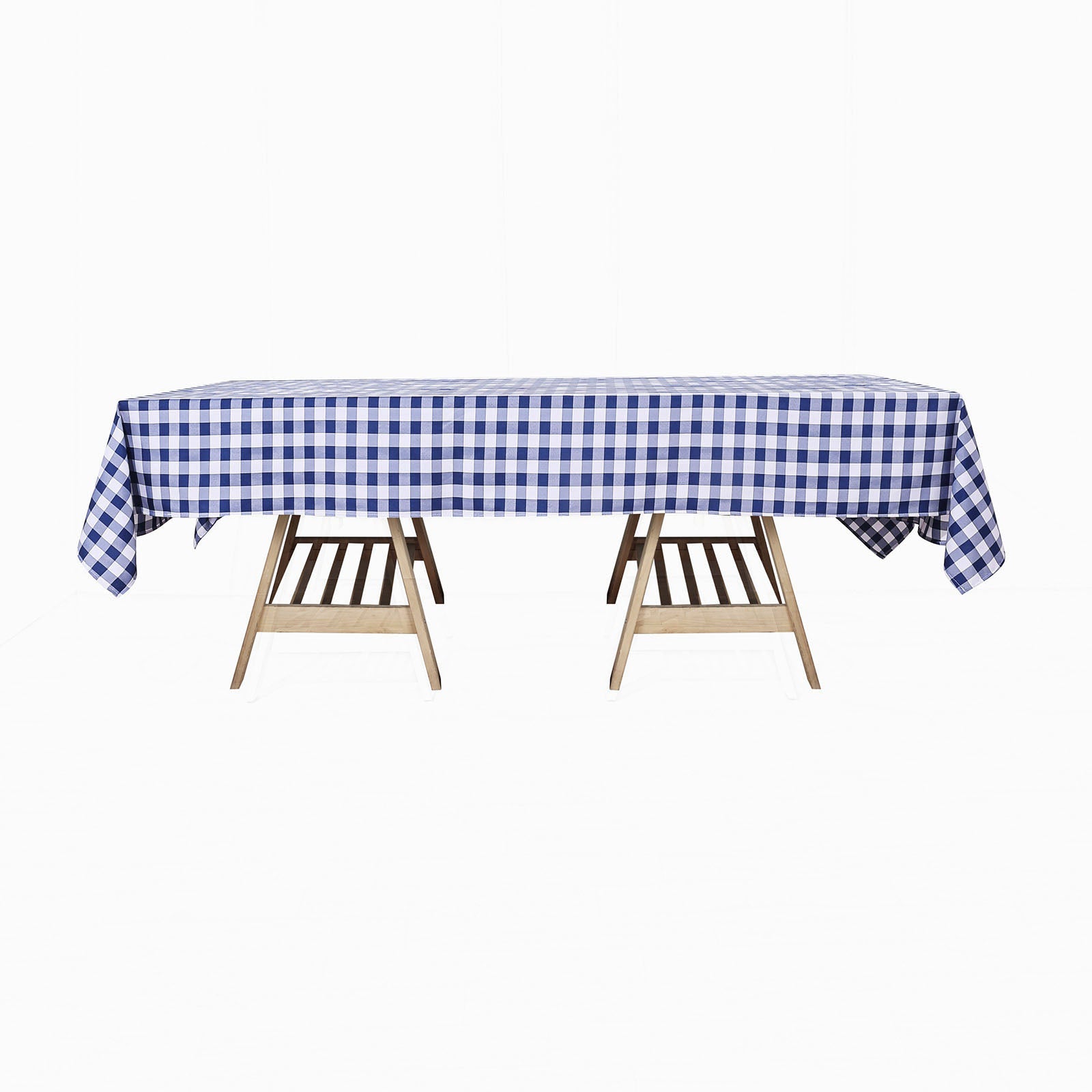 60 Inch x 102 Inch Buffalo Plaid Tablecloth White Navy Blue Checkered