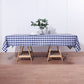 Buffalo Plaid Checkered Tablecloth in White and Navy Blue 60 Inch x 102 Inch