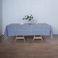 White Navy Blue Polyester Tablecloth 60 Inch x 126 Inch Buffalo Check Rectangular