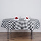 90" | White/Black Buffalo Plaid Round Tablecloth, Gingham Polyester Checkered Tablecloth