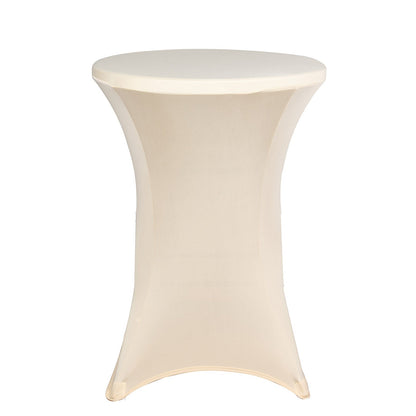 Beige Highboy Spandex Cocktail Table Cover, Fitted Stretch Tablecloth for 24"-32" Dia High Top Tables