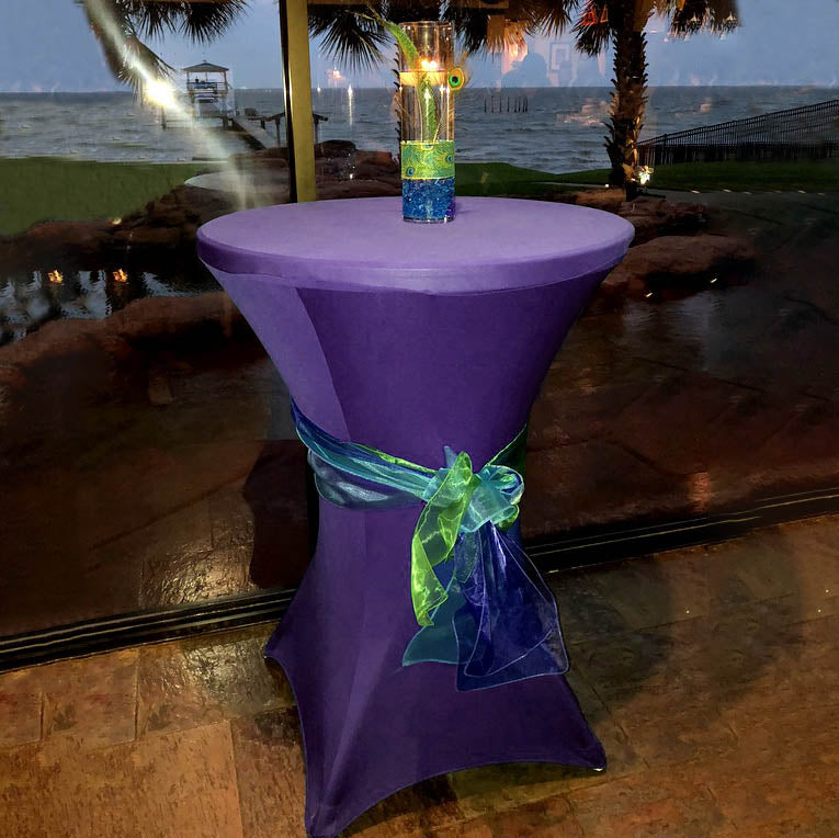 Purple Highboy Spandex Cocktail Table Cover, Fitted Stretch Tablecloth for 24"-32" Dia High Top Tables