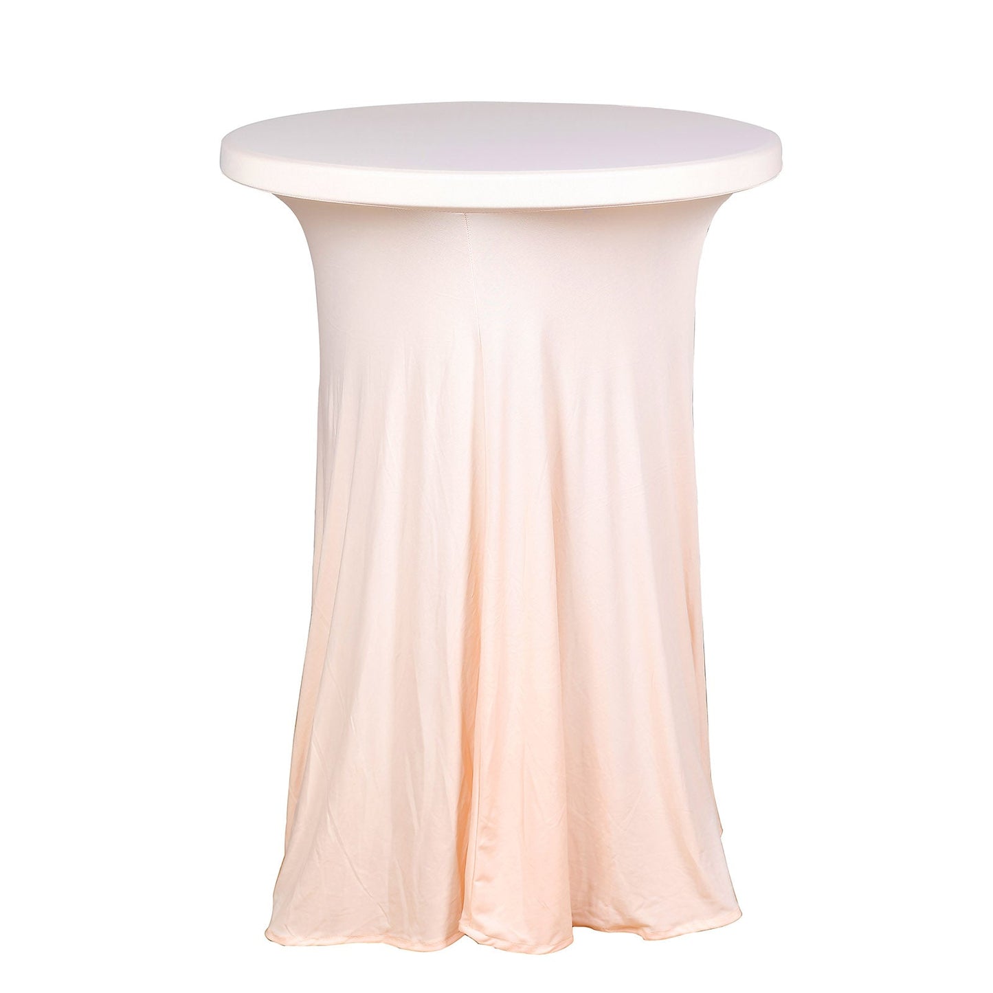 Blush Spandex 30" Round Cocktail Table Cover with Natural Wavy Drapes