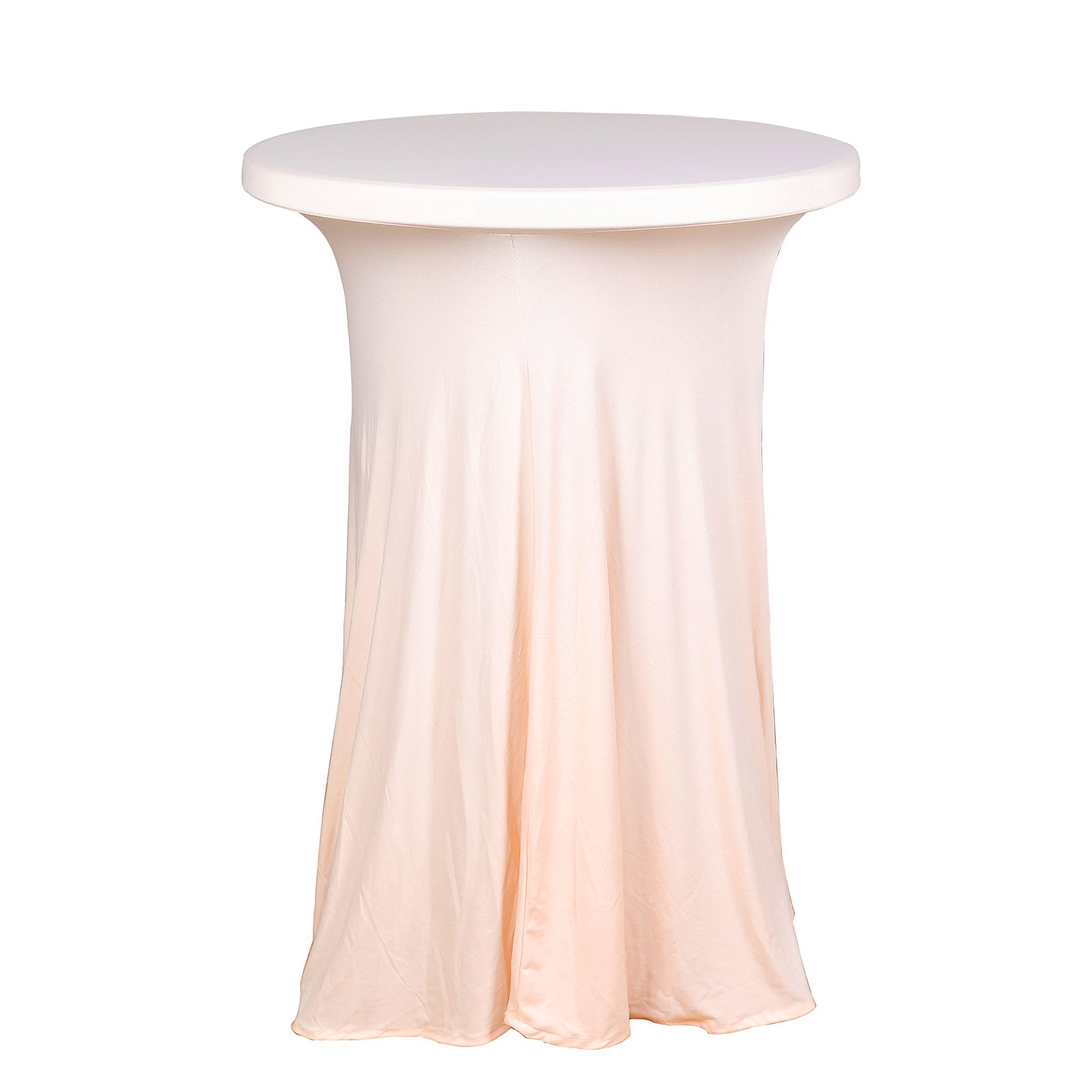 Blush Spandex 30" Round Cocktail Table Cover with Natural Wavy Drapes