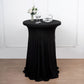 Black Spandex Cocktail Table Cover With Natural Wavy Drapes Round 