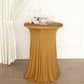 Spandex 30" Round Cocktail Table Cover Skirt Gold With Natural Wavy Drapes