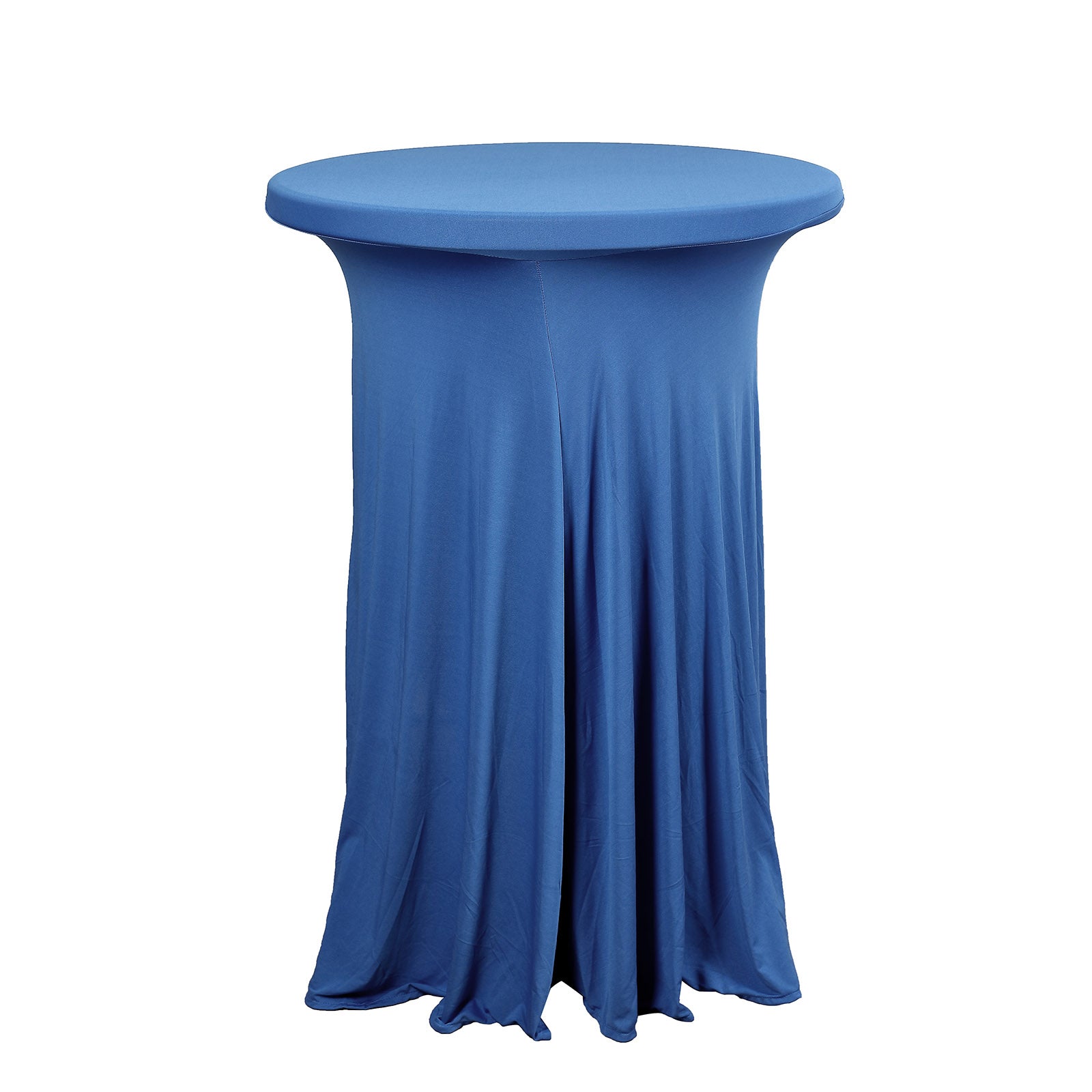 Royal Blue Spandex Table Cover With Wavy Natural Drapes