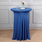 Spandex 30" Round Cocktail Table Cover Skirt Royal Blue With Natural Wavy Drapes