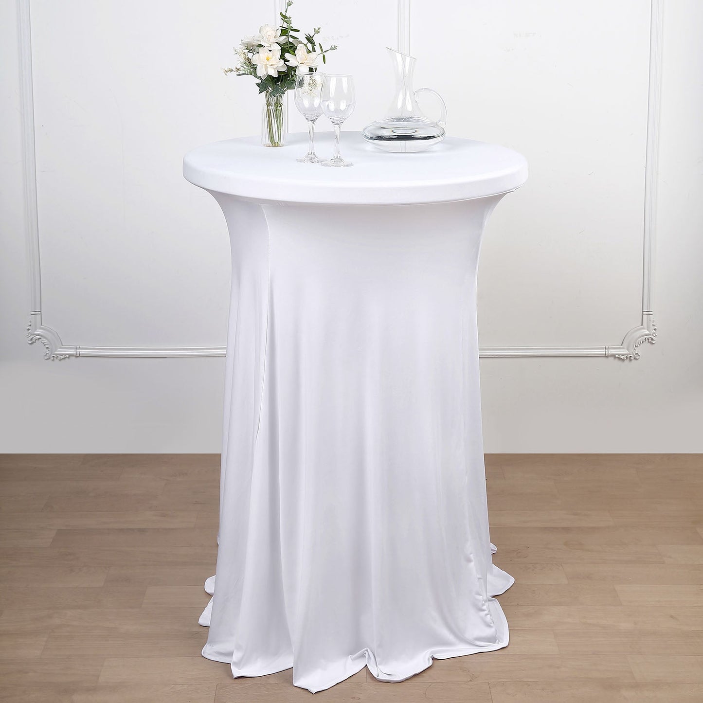 Cocktail Table Cover In White Heavy Duty Spandex