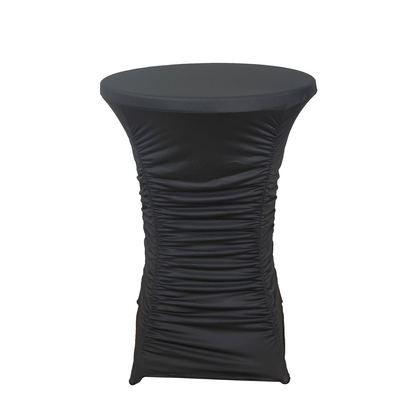32inch Black Ruched Pleated Heavy Duty Spandex Cocktail Table Cover#whtbkgd