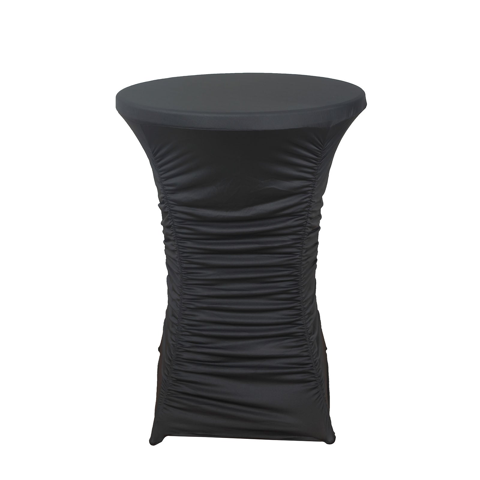 32inch Black Ruched Pleated Heavy Duty Spandex Cocktail Table Cover#whtbkgd