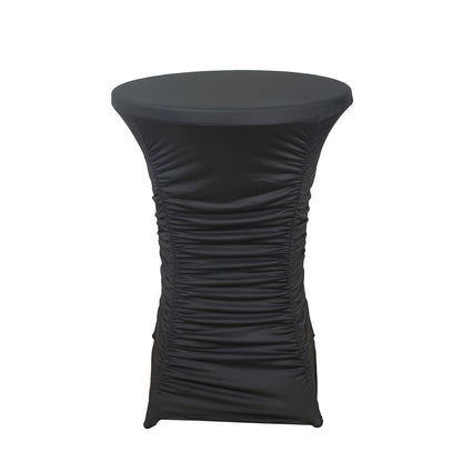 32inch Black Ruched Pleated Heavy Duty Spandex Cocktail Table Cover#whtbkgd