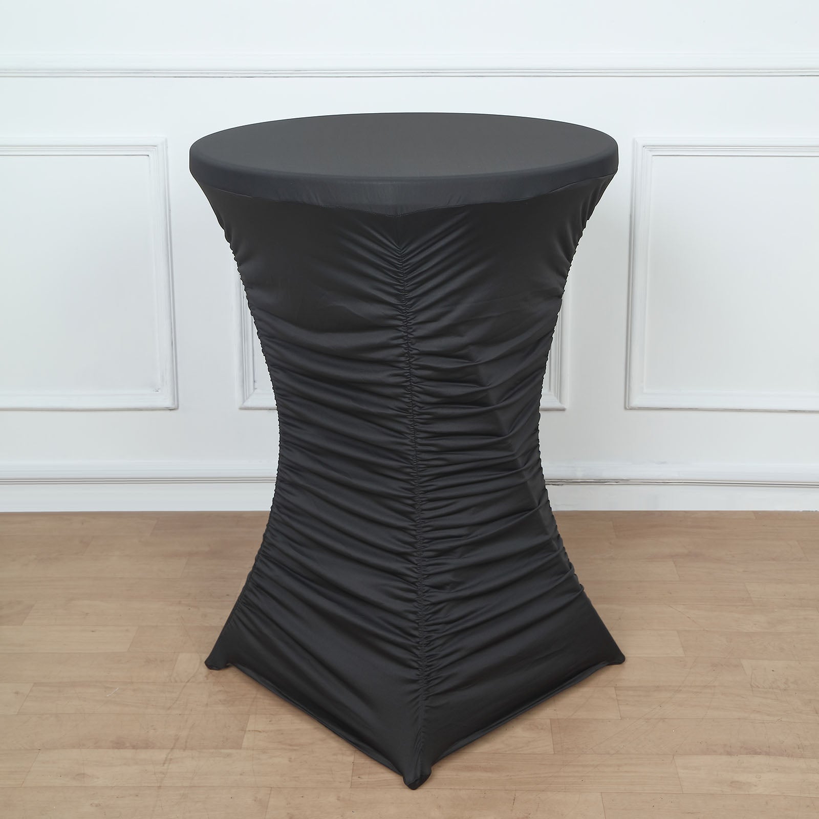 32inch Black Ruched Pleated Heavy Duty Spandex Cocktail Table Cover