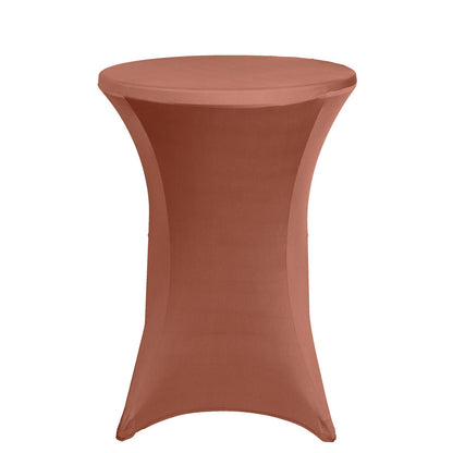 Terracotta (Rust) Highboy Spandex Cocktail Table Cover, Fitted Stretch Tablecloth for 24"-32" Dia High Top Tables