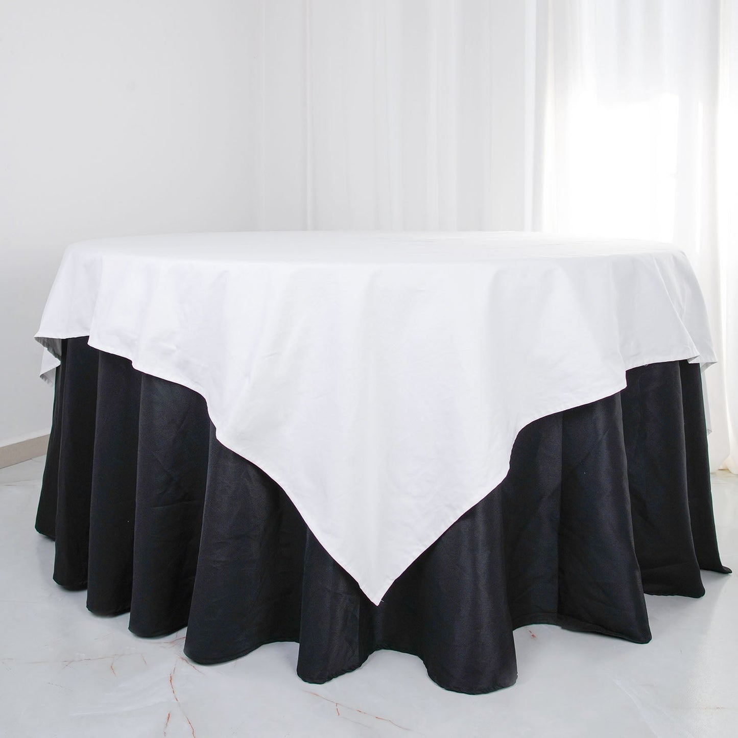White square 100% cotton linen table overlay tablecloth, washable.