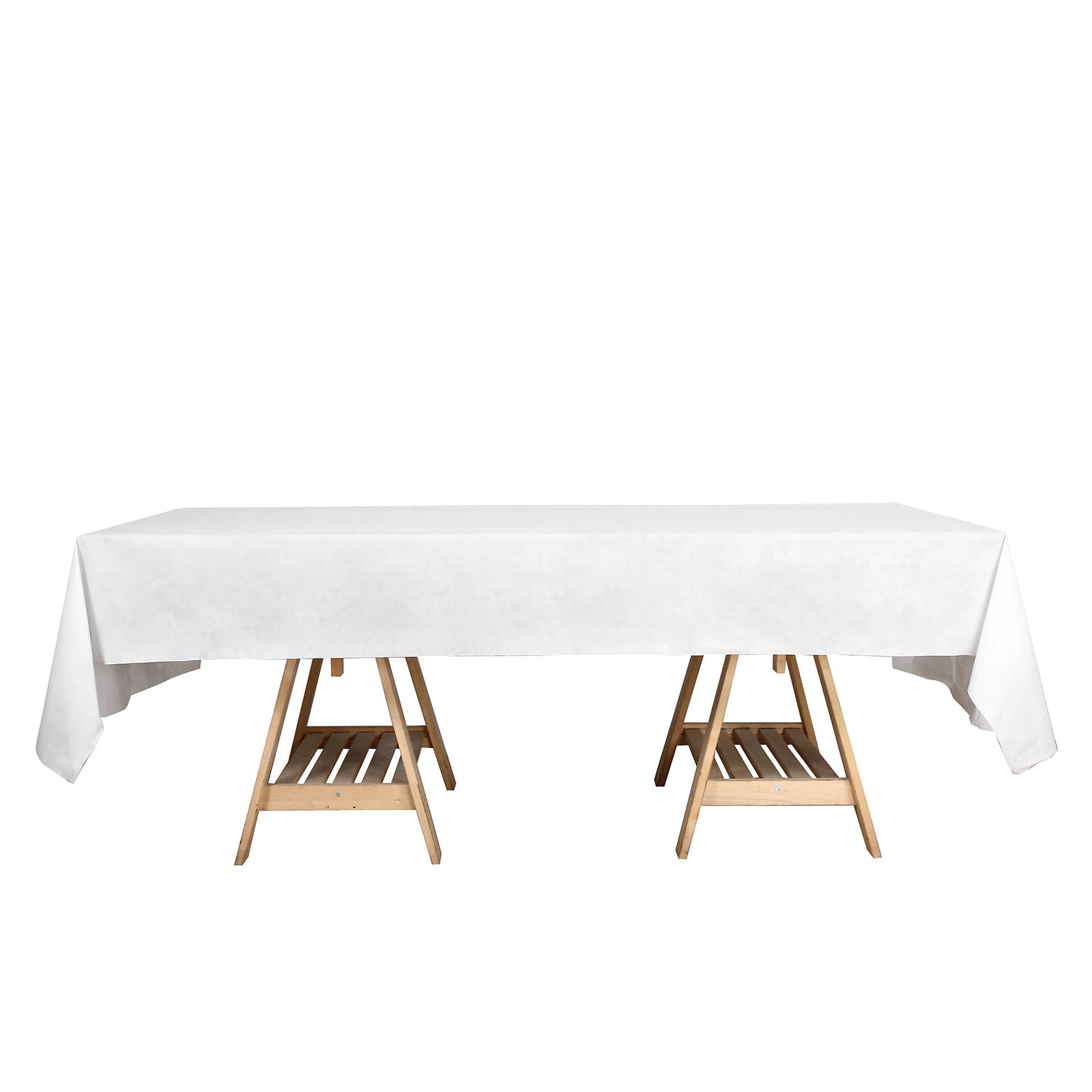 Soft Linen Feel 50 Inch x 108 Inch White Airlaid Disposable Paper Tablecloth in Rectangle Shape#whtbkgd