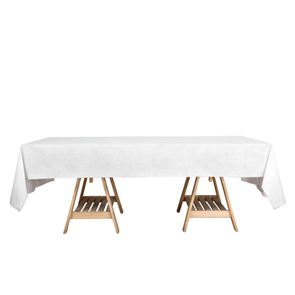 Soft Linen Feel 50 Inch x 108 Inch White Airlaid Disposable Paper Tablecloth in Rectangle Shape#whtbkgd