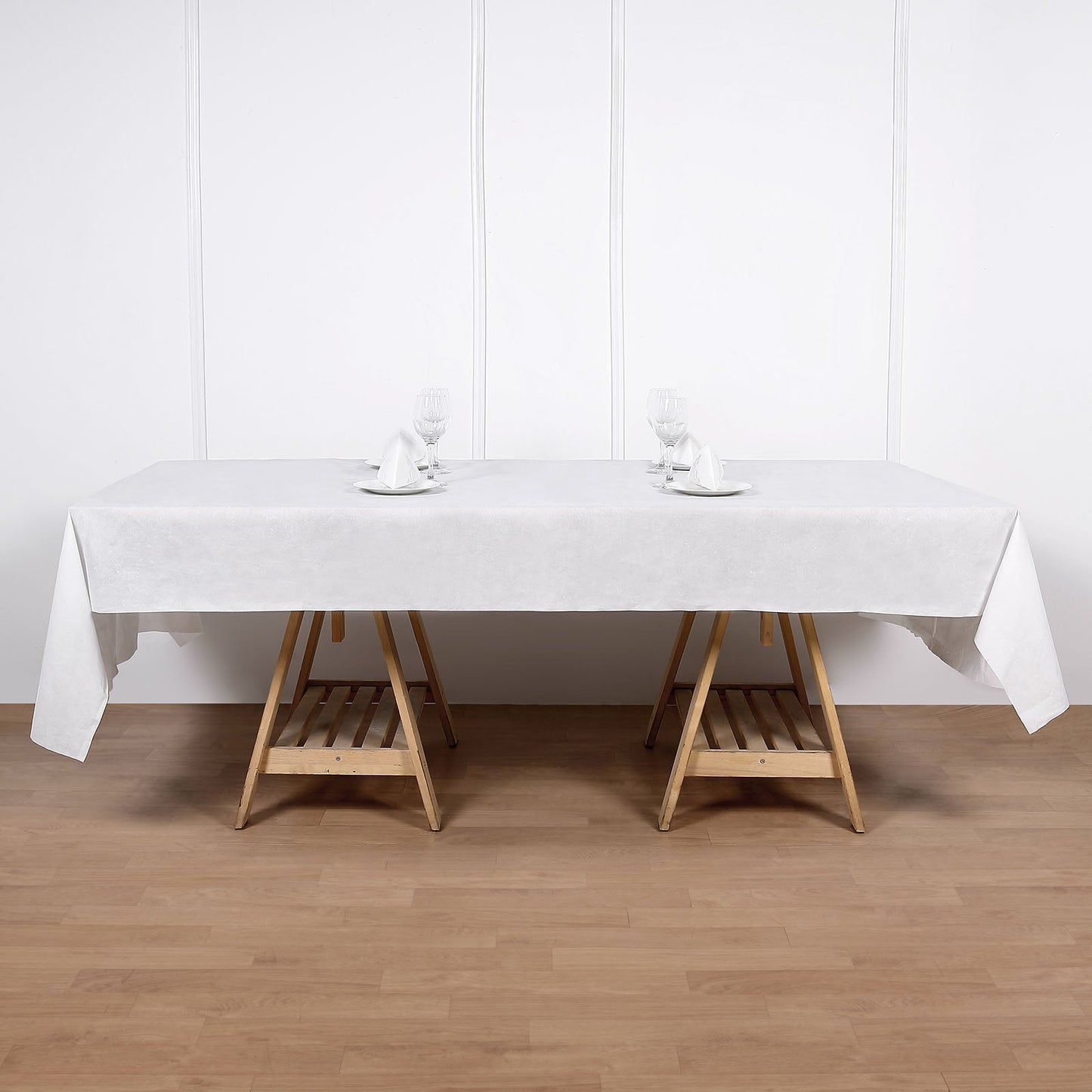 50"x108" White Airlaid Paper Tablecloth, Soft Linen-Feel Disposable Rectangle Tablecloth