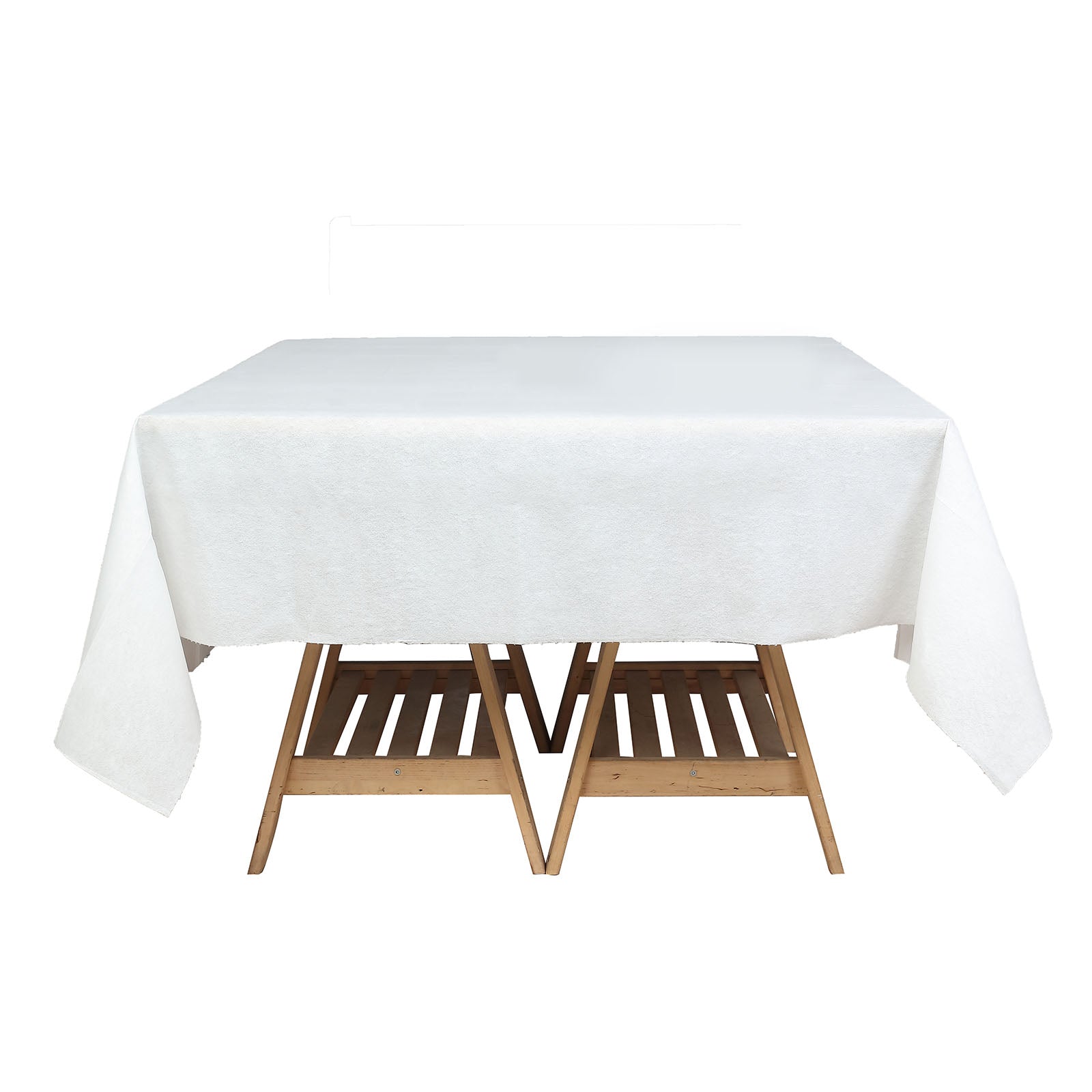 Disposable Square Soft Linen Feel White Tablecloth 70 Inch x 70 Inch Airlaid Material