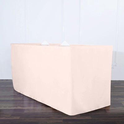 Elegant Blush Fitted Polyester Tablecloth