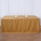 Gold polyester rectangle tablecloth for 8ft tables, perfect for events.