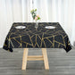 54"x54" Black Polyester Square Tablecloth With Gold Foil Geometric Pattern