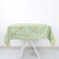 Sage Green Tablecloth Gold Foil Geometric Square Design Polyester 54X54 Inch Size