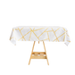 Gold Geometric Pattern On White 54 Inch x 54 Inch Polyester Tablecloth