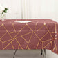 60x102inch Cinnamon Rose Polyester Rectangle Tablecloth With Gold Foil Geometric Pattern