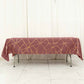 60x102inch Cinnamon Rose Polyester Rectangle Tablecloth With Gold Foil Geometric Pattern