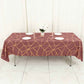 60"x102" Cinnamon Rose Polyester Rectangle Tablecloth With Gold Foil Geometric Pattern