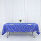 60"x102" Royal Blue Rectangle Polyester Tablecloth With Gold Foil Geometric Pattern