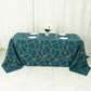 90"x132" Peacock Teal Seamless Rectangle Polyester Tablecloth With Gold Foil Geometric Pattern
