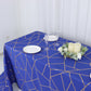 90 Inch x 132 Inch Polyester Rectangle Tablecloth in Royal Blue with Gold Foil Geometric Design