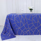 90"x132" Royal Blue Seamless Rectangle Polyester Tablecloth With Gold Foil Geometric Pattern