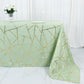 90"x132" Sage Green Seamless Rectangle Polyester Tablecloth With Gold Foil Geometric Pattern