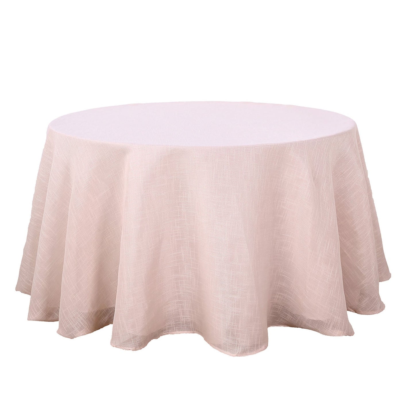 Blush Rose Gold Tablecloth 108 Inch Round Linen Slubby Textured
