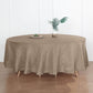 Round 108 Inch Taupe Linen Tablecloth With Slubby Texture