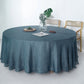 108" Blue Linen Round Tablecloth, Slubby Textured Wrinkle Resistant Tablecloth